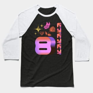 Number 8 Aesthetic graident and pixel design Baseball T-Shirt